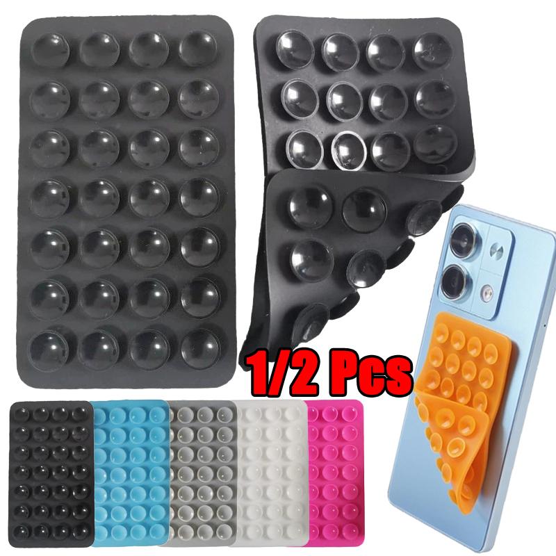 1/2Pcs New Mobile Phone Suction Cup Adhesive Pad Dual Side Silicone Backed Sucker Pad Storage Car Mounted Bracket Wall Stand