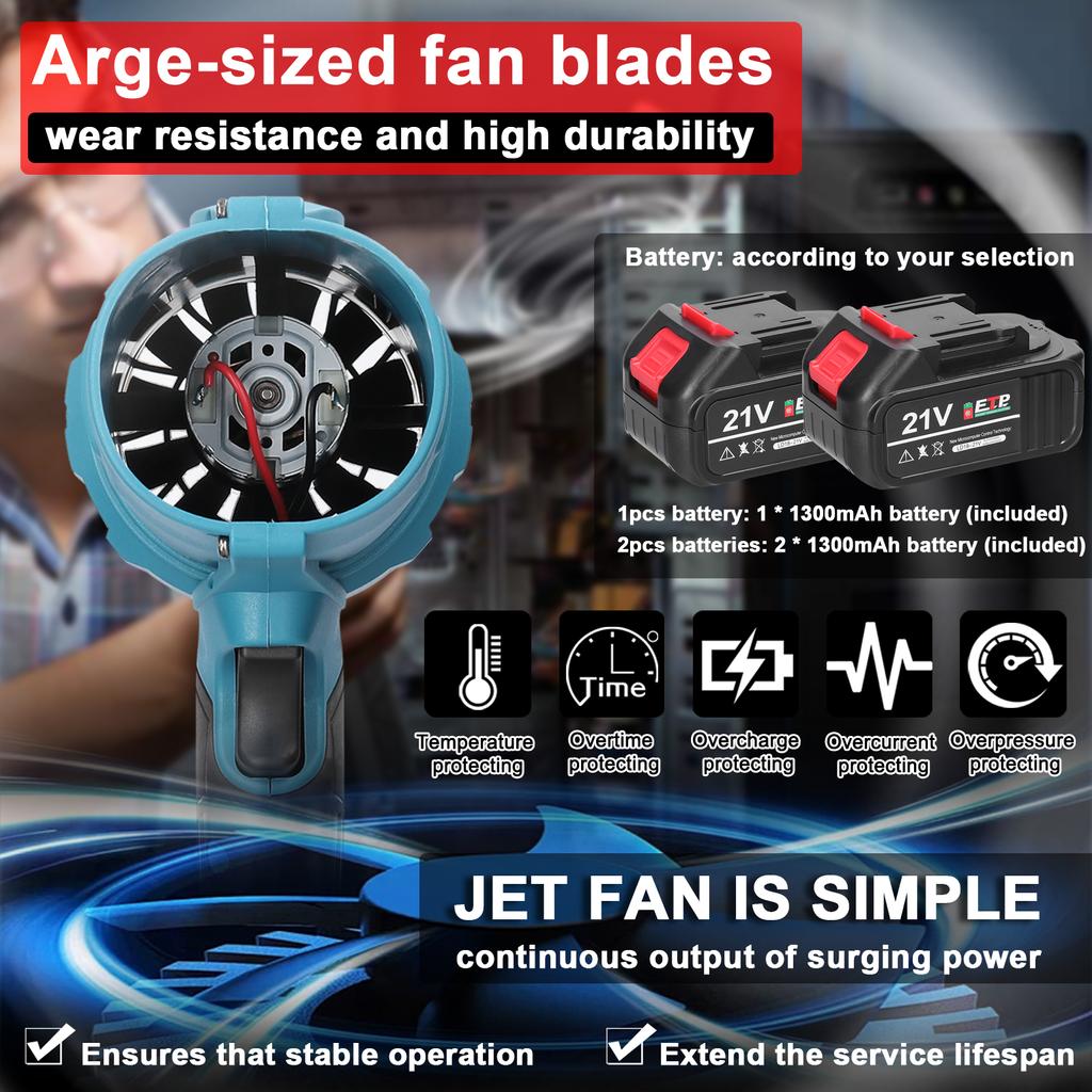 Turboventilator cu conducte portabil Ventilator cu jet de mare putere Litiu Ventilator violent Mașină de spălat auto multifuncțională înaltă