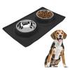 Pet Bowl Silicone AntiSlip Foldable Water Dish Feeding Dual Bowl for Small Medium Dogs Cats(Black )