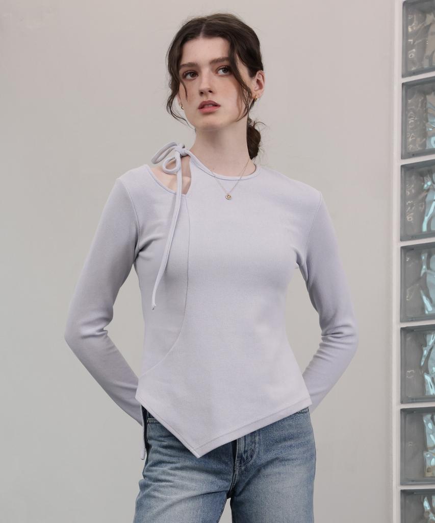 Leobeucham [Celina Cut-Out Ribbon Knit Top_Sky] Celina Cut-Out Ribbon Knit Top_Sky