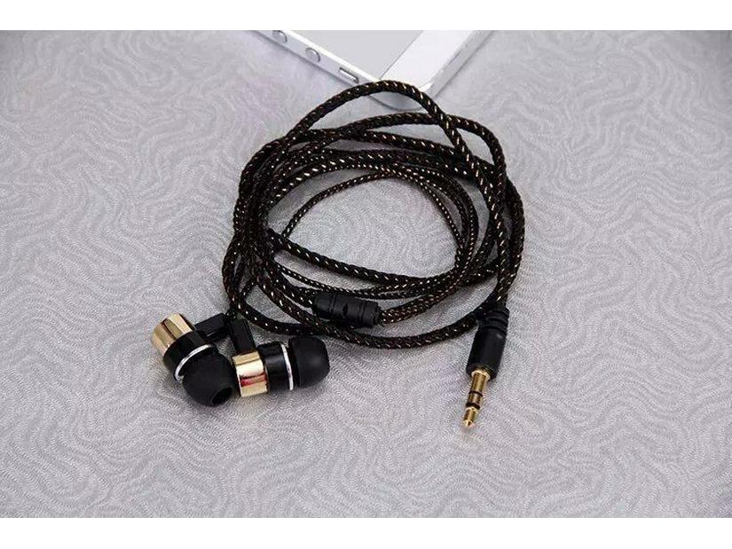 

Braided Heavy Bass In-Ear Earbuds with Cloth Rope Wiring золотой