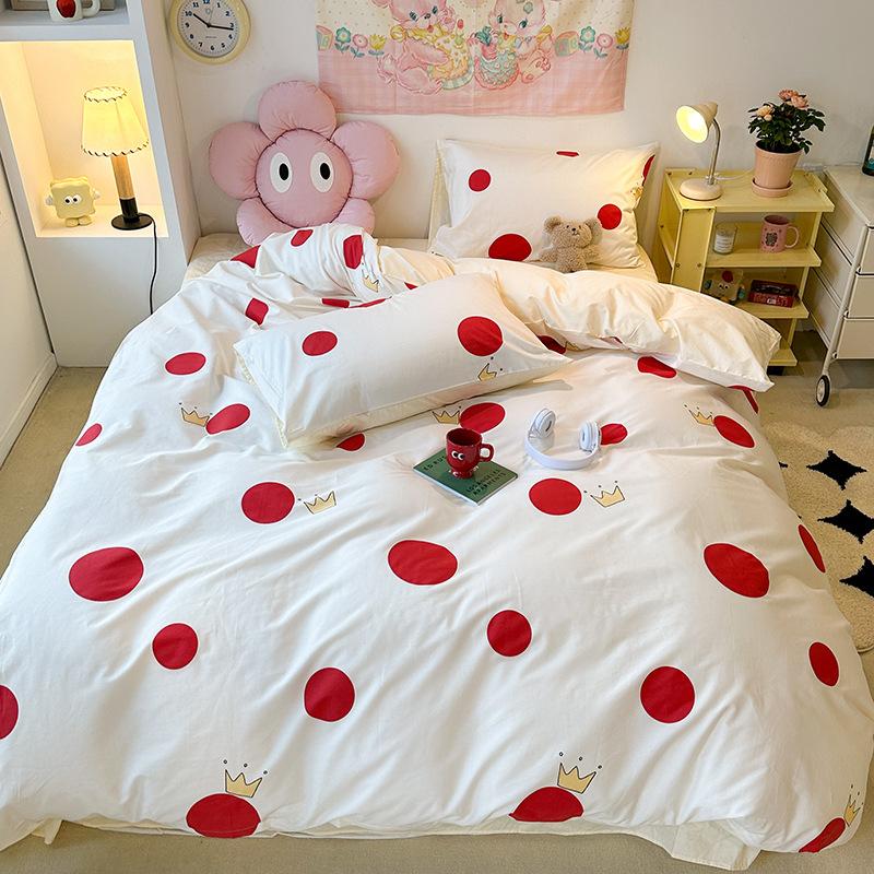 Cotton Four-piece Quilt Cover, Bed Sheet Three-piece Cartoon Girl Heart Bedding