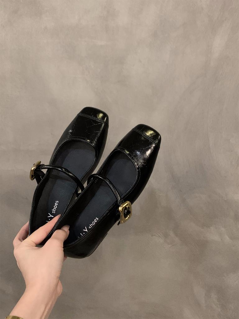 Flat Mary Jane black single shoes women's shoes spring 2025 new French evening breeze gentle Mary Jane shoes