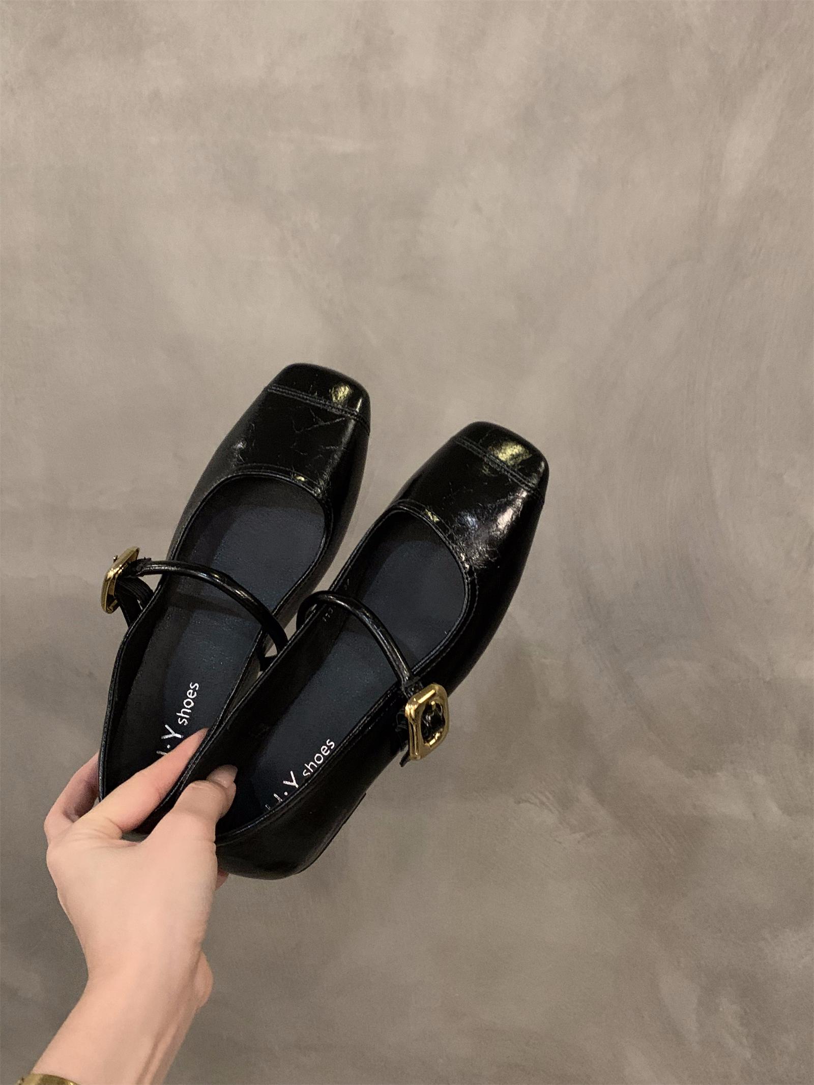 

Flat Mary Jane black single shoes women s shoes spring 2025 new French evening breeze gentle Mary Jane shoes 35 чёрный