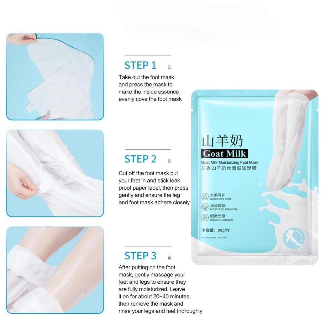 6 Pairs of Goat Milk Extended Foot Mask Hand Mask Hydrating and Moisturizing Foot Mask Foot Care Leg Mask