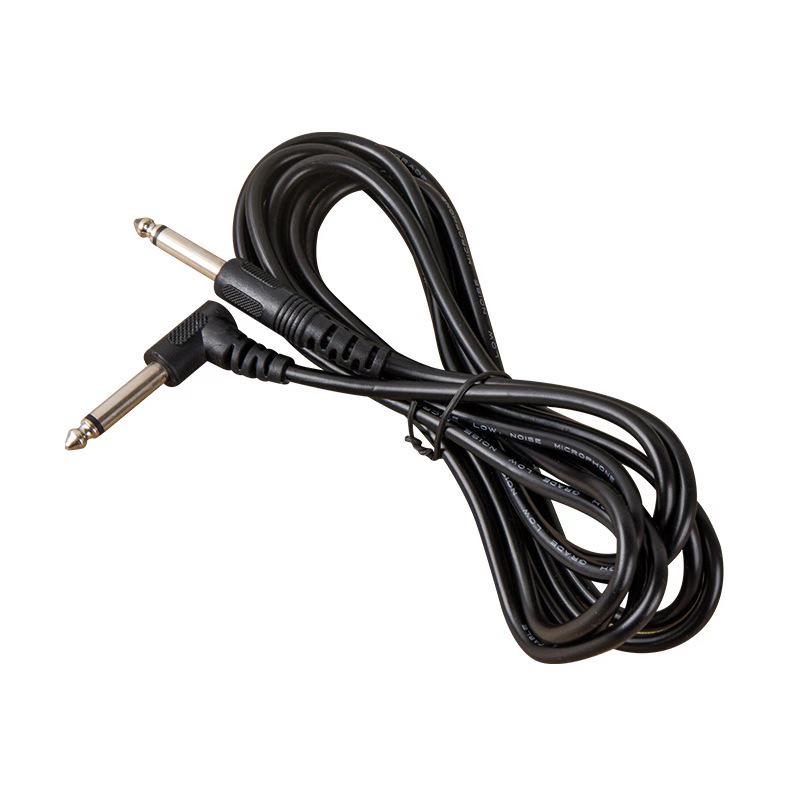 Black Electric Guitar Audio Cable with Noise Reduction, 6.5mm Straight to Bent Head