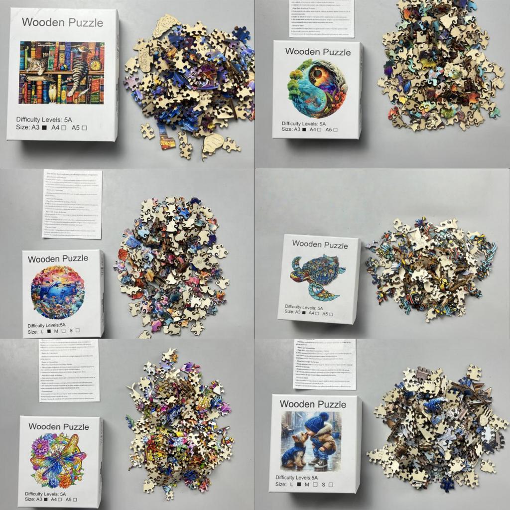 Challenging Custom Fox Animal Wood Puzzle with Double-Sided Patterns for Advanced Brain Exercise and Hobbyists