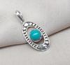 Turquoise Sterling Silver Pendant: Handmade Boho Tribal Necklace
