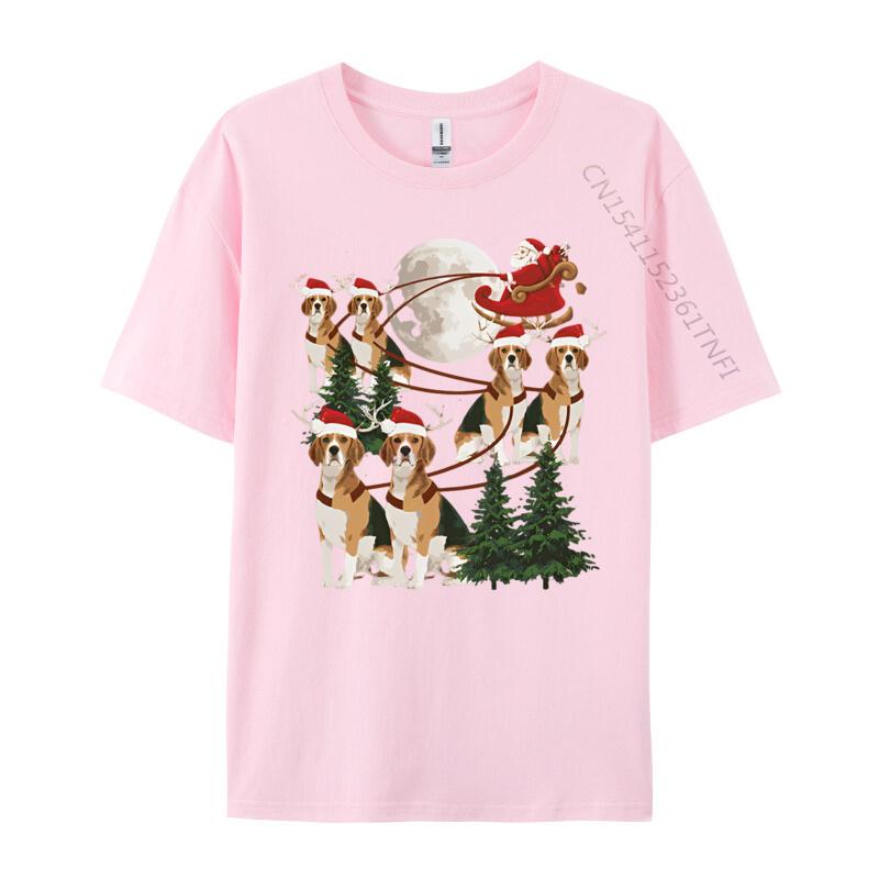 Green And White Graphic T Shirt Beagle Reindeer Christmas Dog Riding Tshirt Black Tops Shirt Fitted Cotton Student T Shirts