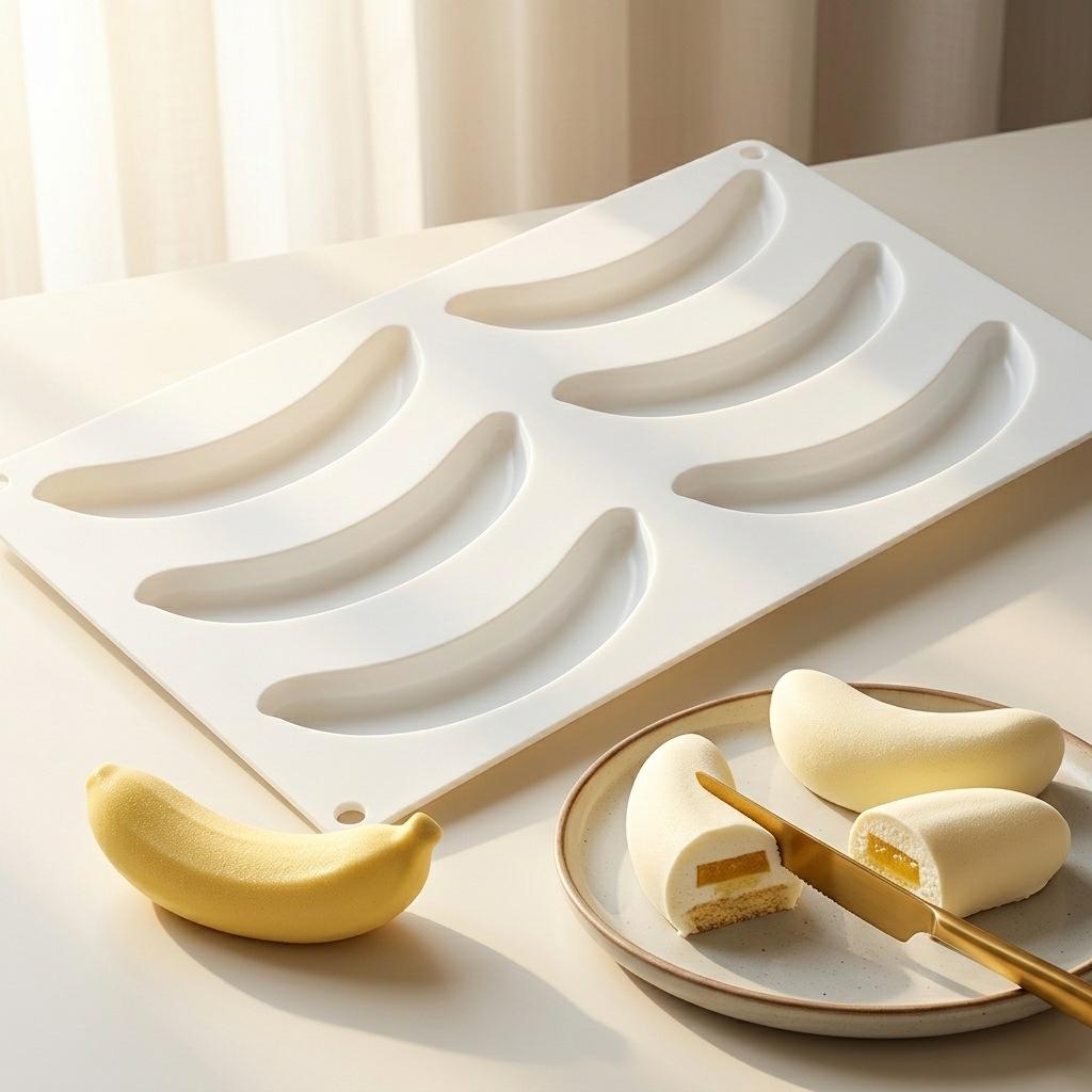 6/12-Holtes Banaan Mousse Taart Siliconen Vorm Chocolade Pudding Dessert Franse Patisserie Bakvorm Creatieve DIY Kaarsvorm