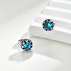 Fashion Geometric Blue Zircon Studs Earrings, Stainless Steel Round Earrings for Men Punk High Quality Jewelry Gift