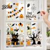 Halloween Window Stickers 4 Sheets Electrostatic Glass Stickers Cartoon Pumpkins Castle Bats Decals PVC Waterproof Static Clings for Windows