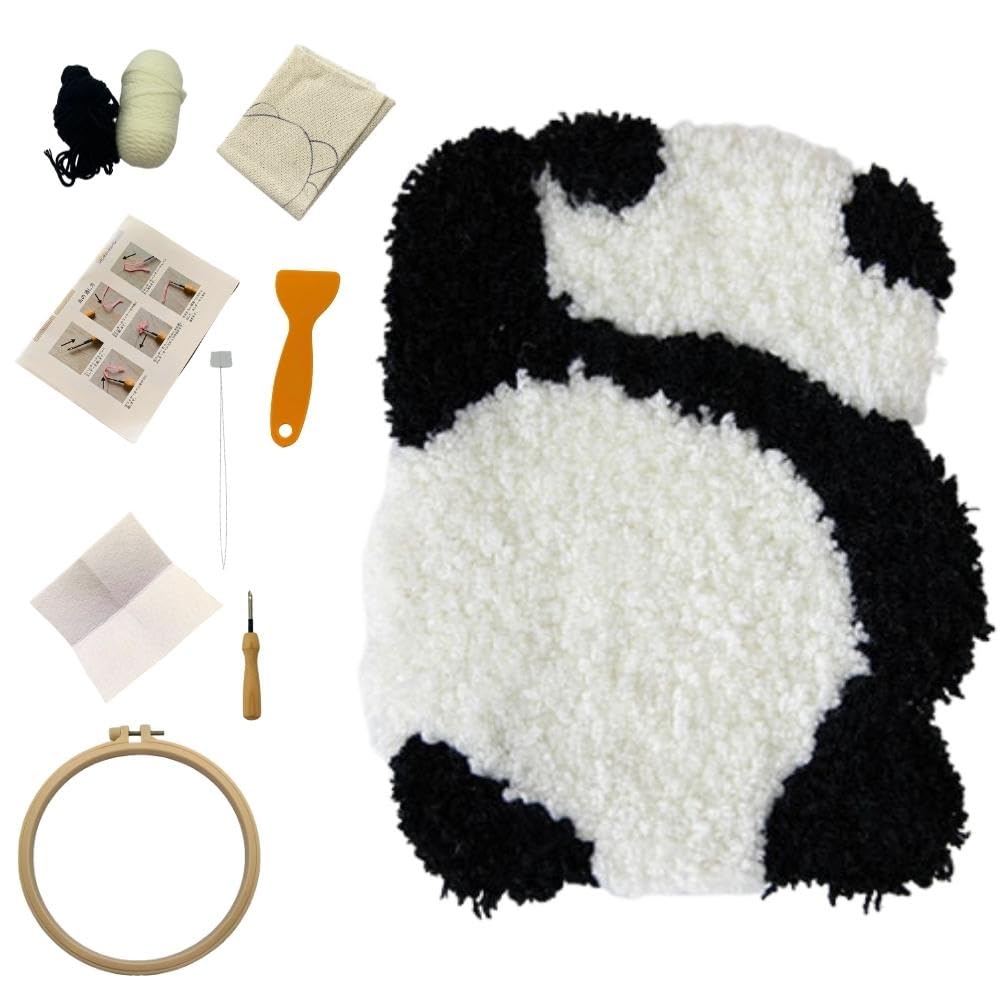 Punch Needle Kit Embroidery Set with Japanese Panda Needle Free Stitching Instructions, Coaster, Punch, (Panda 1)