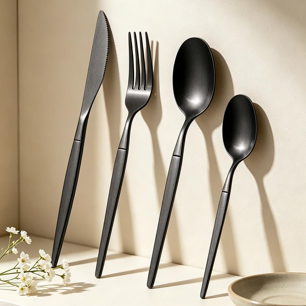 4Pcs/Set Stainless Steel Dinner White Gold Dinnerware Set Knife Fork Coffee Spoon Cutlery Set Kitchen Tableware Silverware Sets