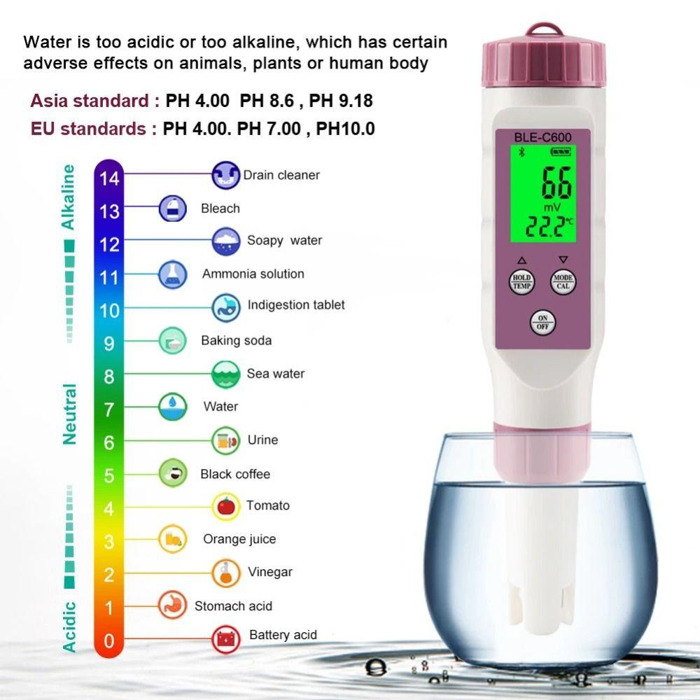 Bluetooth 7 In 1 PH Meter Aquarium Water Quality Tester Intelligent ORP S.G TEMP  Swimming Pool