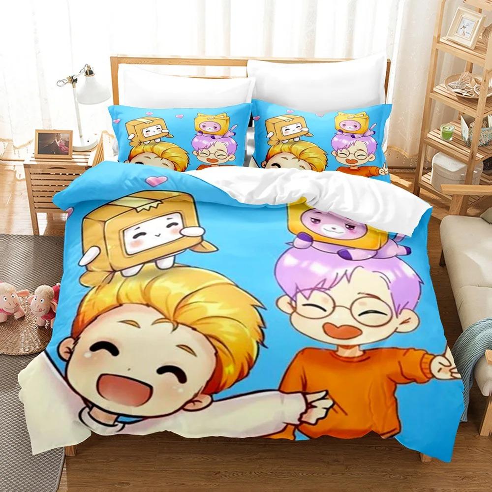 Comforter Animated Movie Lankybox Bedding Set For Bedroom Soft Modern S Comefortable Kids And