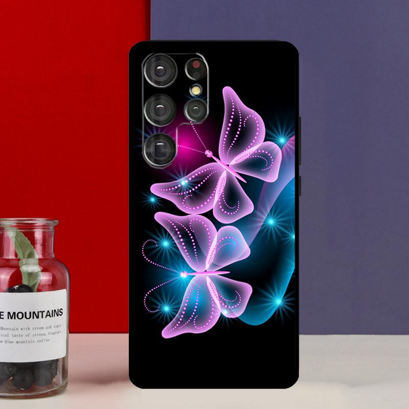 Luxury Blue Butterfly Butterflies Funda Case For Samsung Galaxy S25 Ultra S9 S10 S20 S21 FE S22 S23 Plus S24 Ultra Phone Cover