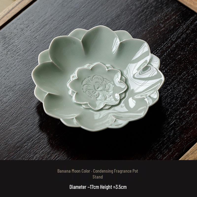 

Banana Mountain Ceramic Gaiwan Holder & Teapot Mat - High-Grade Tea Tray & Fruit Plate Banana Moon Color Condensing Fragrance Pot Stand
