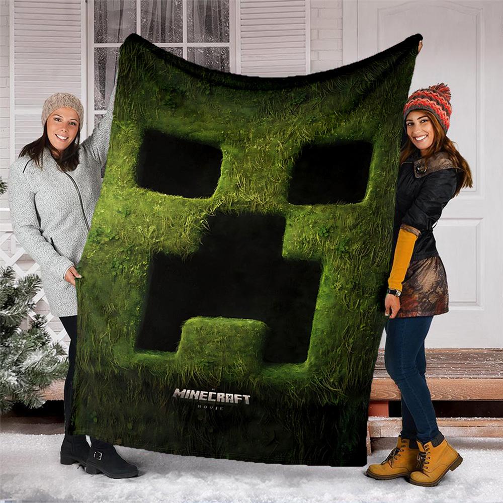 1pc Minecraft Outdoor Blanket Lightweight Flannel Throw For Travel, Camping, Livingroom, Couch, Chair Soft