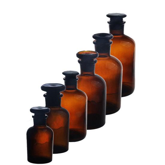 Barattolo per Reagenti da 30/60/125/250/500 ml Elevata Durata Resistente alla Corrosione Vetro Borosilicato Tipo con Apertura Piccola Bottiglia da Laboratorio per Conservazione Chimici