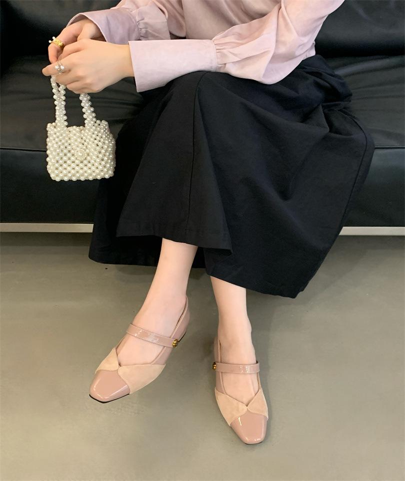 

~ Gentle wind French square head with Mary Jane shoes, light mouth versatile commuting temperament thick heel single shoes 39 розовый