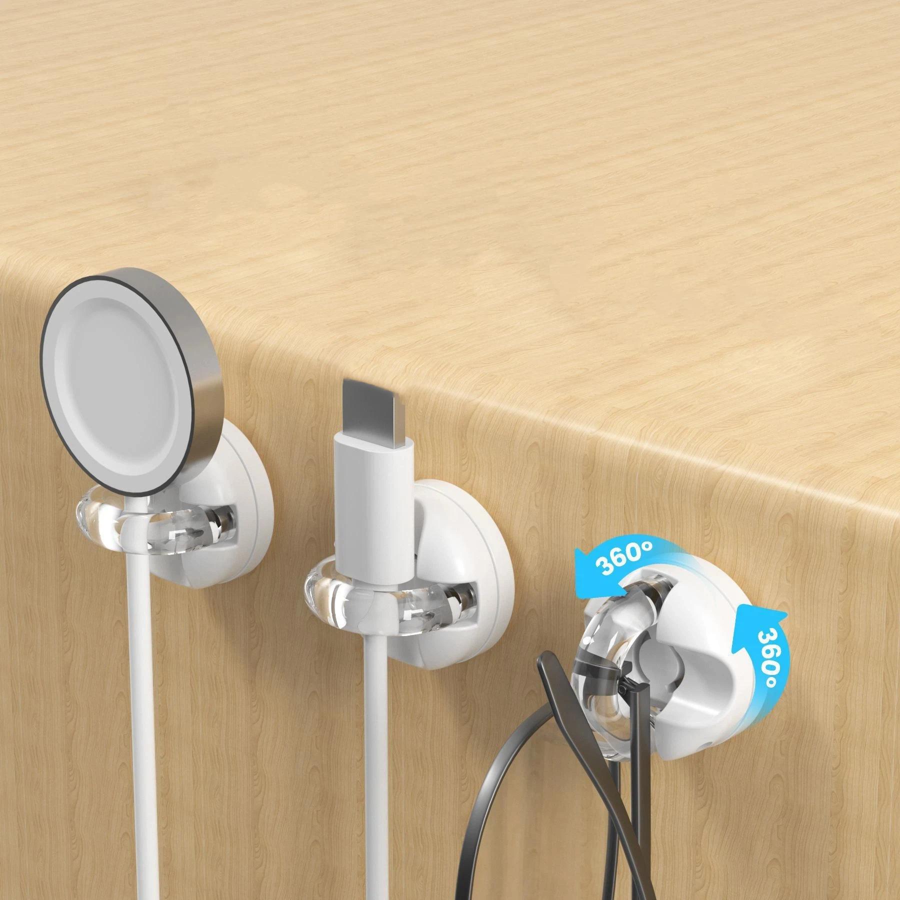 

3/6PCS Rotating Locking Cable Organizer Hook Acrylic Adhesive Winder Under Desk Management Wire Keeper Cable Storage Holder E 3PCS