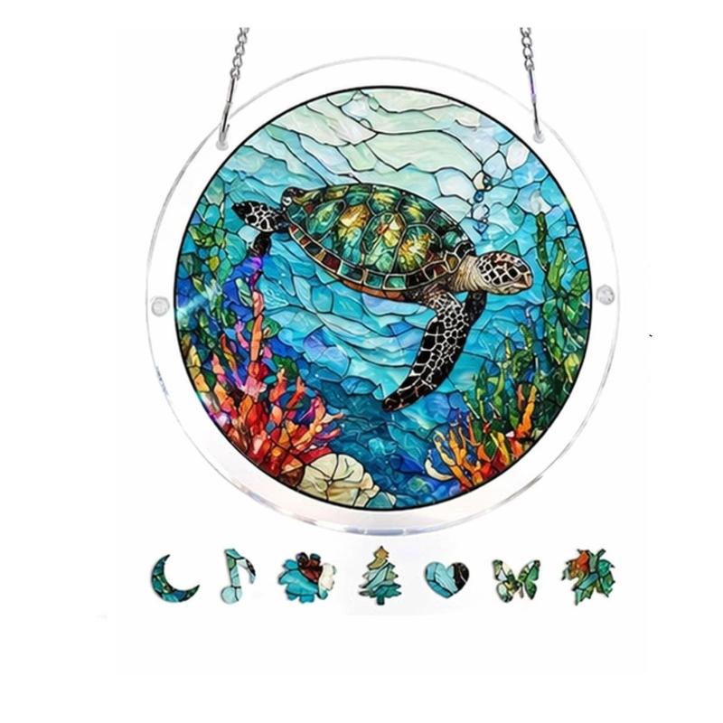 Puzzle Sun Catcher Stained Glass Window Hangings Acrylic Suncatchers Decors for Home Garden Ornament Housewarmings Gift