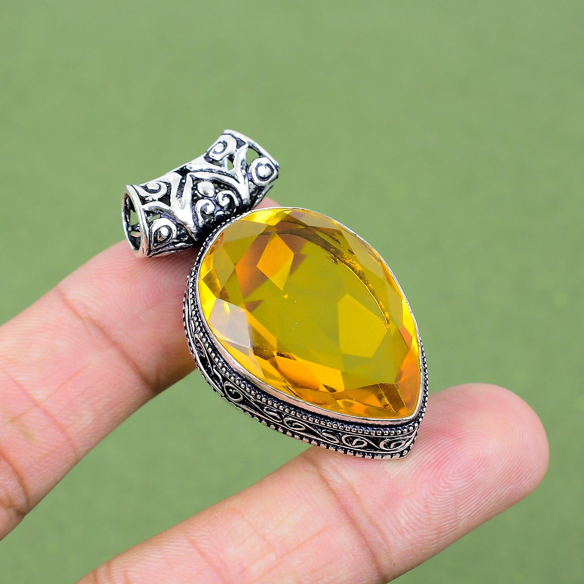 

Ювелирный кулон ручной работы из стерлингового серебра 925 пробы с цитрином 1,89 дюйма