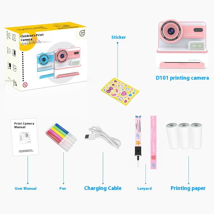 New Print Camera Shoots and Shoots Immediately, Front and Rear Dual Cameras 3000WHD Thermal Paper Printing Photo Digital Camera