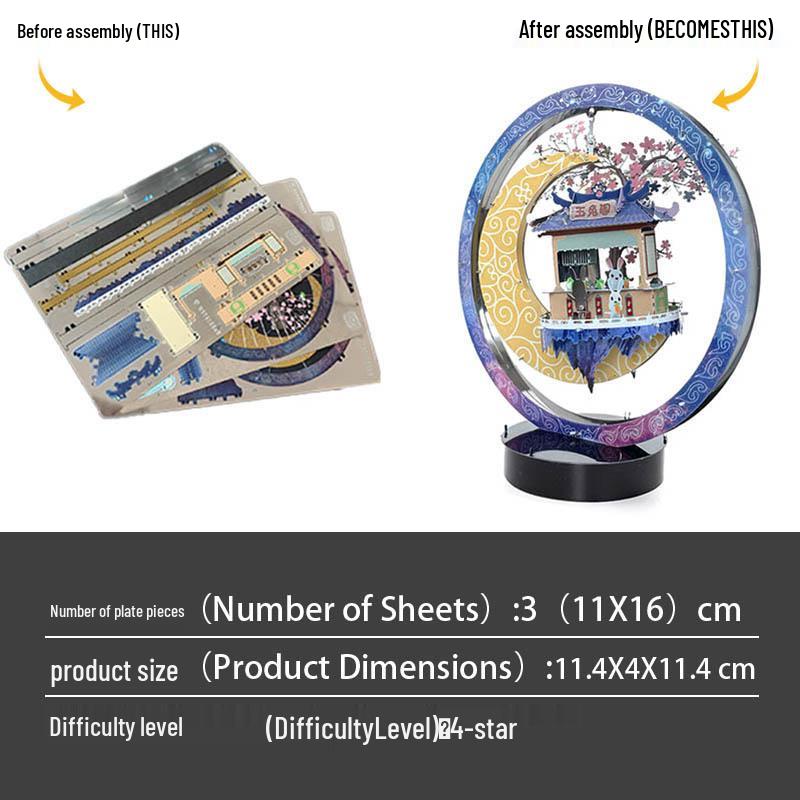 

Ретро Павильон Нефритового Кролика 3D Металлическая Модель-Пазл