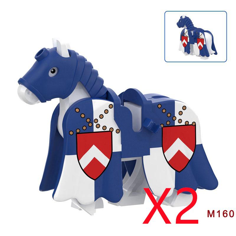 MOC Stavební kostky Středověké Vojenské Figurky Vojáků Rytíř Válečný kůň Halyard Vlajka Zvíře Sedlo Držák Mini Kostka Hračka Dárek X025