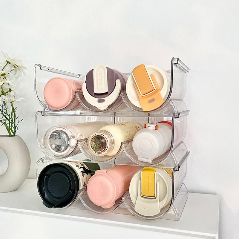 Vícevrstvý stohovatelný držák na termosku Kuchyňský stojan na ukládání hrnků na vodu Úložná police Stojan na vystavení lahví s vodou