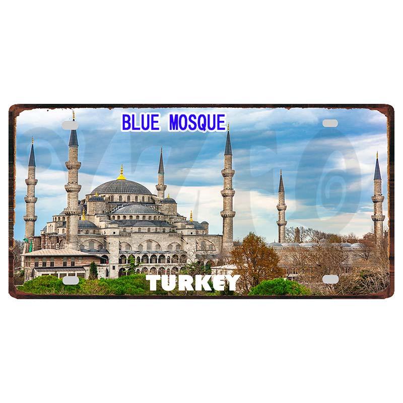 YZFQ Istanbul Turecko Cestování Město Kovový Značka Plakátová Deska Pro Zeď Restaurace Bar Řemesla Domácí Dekorace 30X15CM DC-1612A