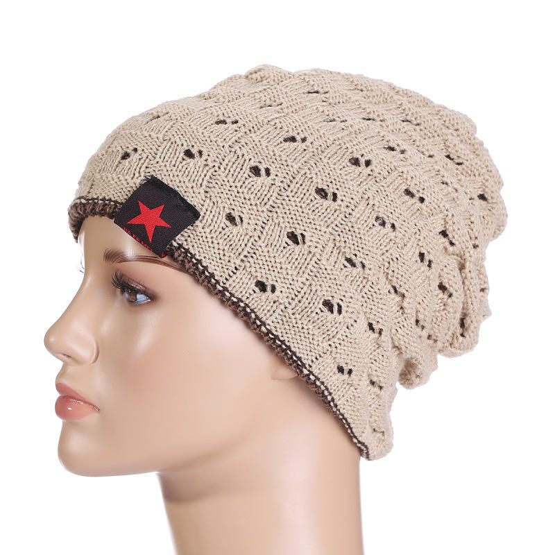 Winter Warm Men Star Skull Chunky Hat Women Knit Beanie Reversible Baggy Snow Cap Male Oversize Cap Warm Causal Accessories