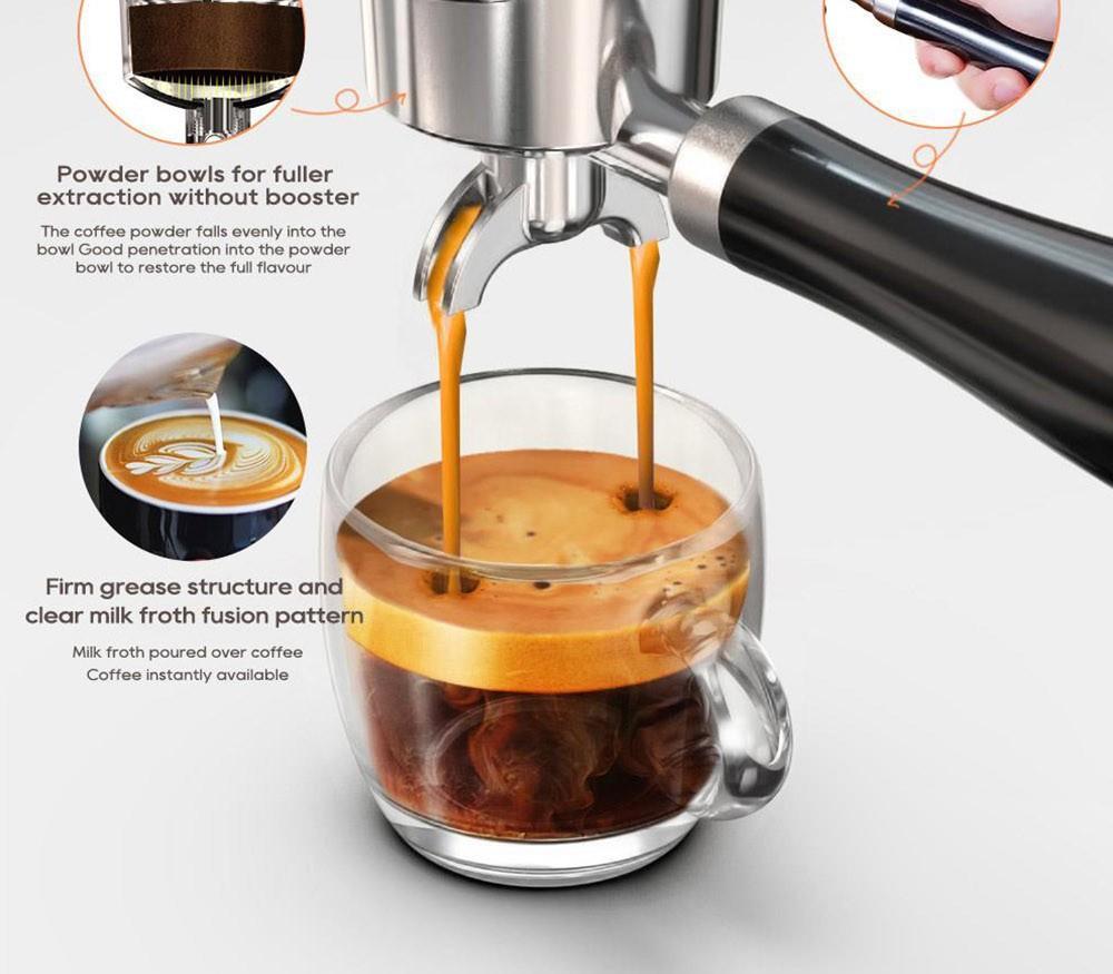 HiBREW 19Bar Semi Automatic Espresso Coffee Machine Temperature Adjustable 58mm Portafilter Cold/Hot Coffee Maker Metal CaseH10A