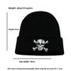 Solid Simple Color Knitted Hat With Skeleton Embroidery Design For Daily