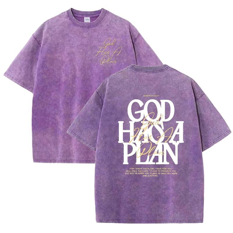 Retro Acid Wash Oversized T-shirt Front Back Bible Verse Inspirational Text Graphic Casual Daily Tops Asian Size