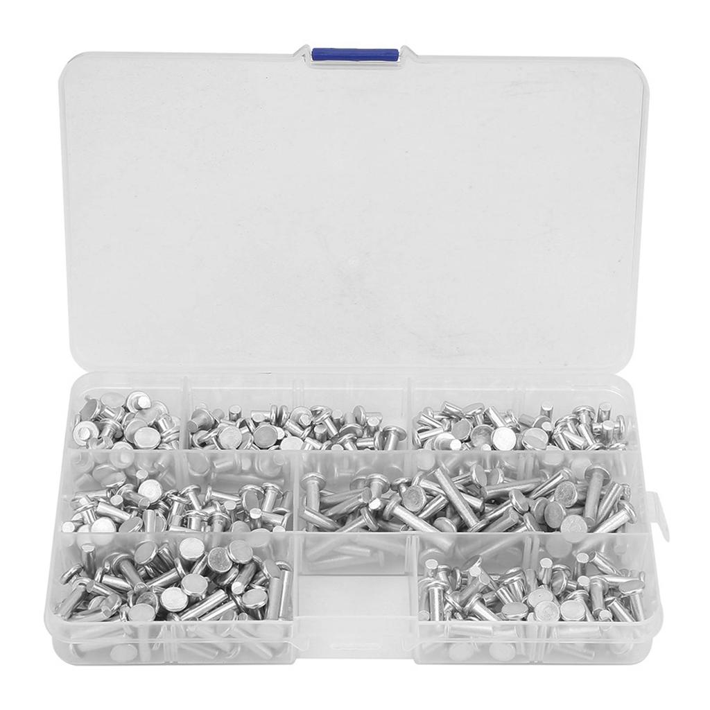 350pcs M4 Flat Head Solid Aluminum Rivets Assortment Kit Length 4 6 8 10 12 16 20mm