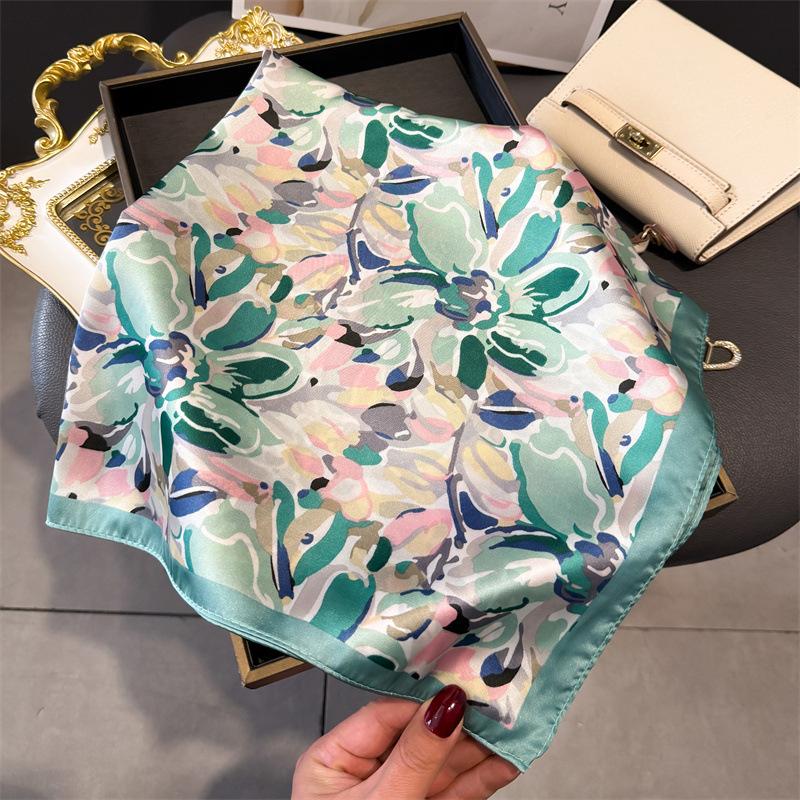 New Printed Square Scarves Women's Satin Scarf Spring and Summer Floral Bandana Small Neckties Hairbands Bags Foulard Shawl