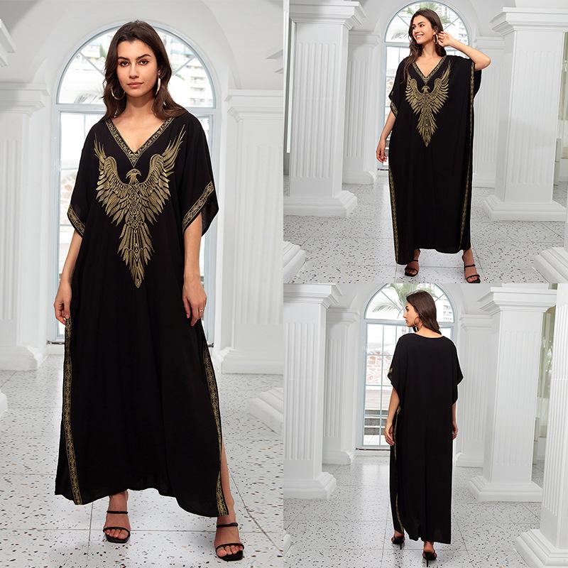 Embroidered Loose Women's Long Dress, Beach Dress, Sun Protection Cover Shirt