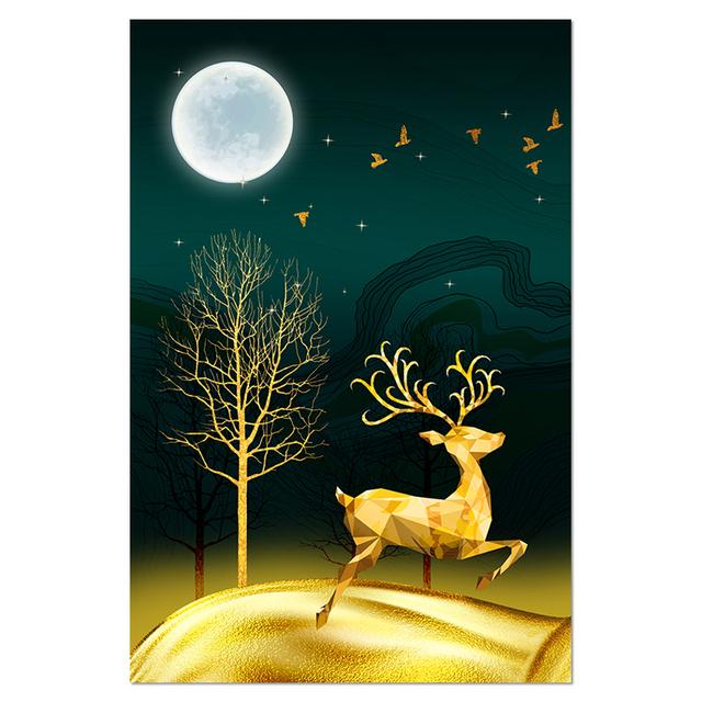 

Скандинавский стиль, лес, золотое дерево и олень, животные, холст, картины, настенные художественные постеры и принты для гостиной, домашний декор 21cm×30cm NoFrame