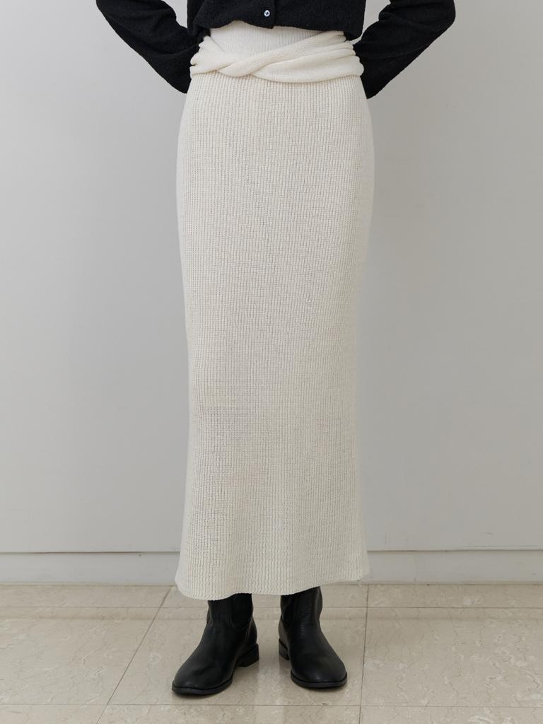 Liel Fusilli Knit Skirt (Ivory)