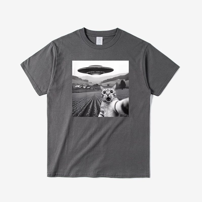 Funny Cat Pattern Men's Print T-Shirt Summer Vintage Kawaii Men's Women's Surfing Beach T-Shirt Unisex Breathable Casual Top