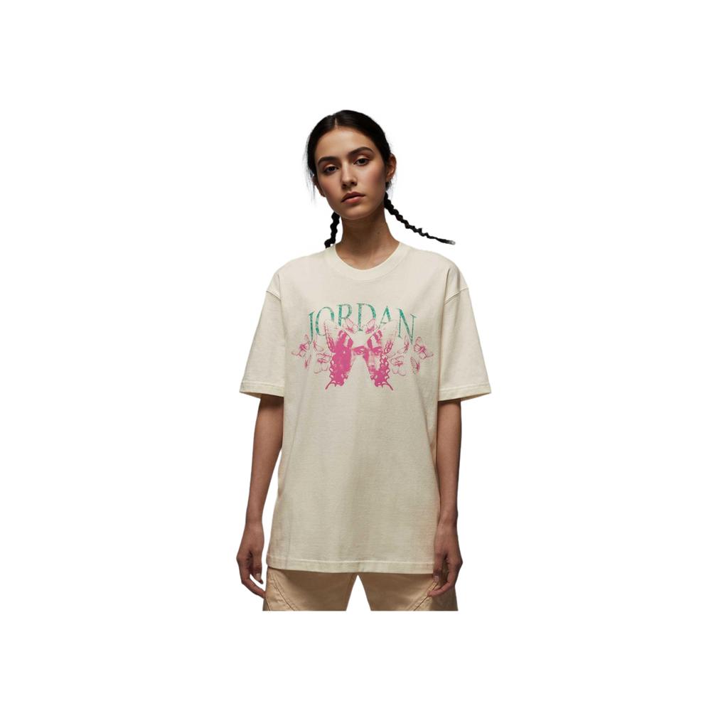 Jordan Oversized Moisture-Wicking Comfortable Soft Loose Round Neck Fashionable Versatile Short Sleeve T-Shirt Women Tops Sail-White IB7032-133