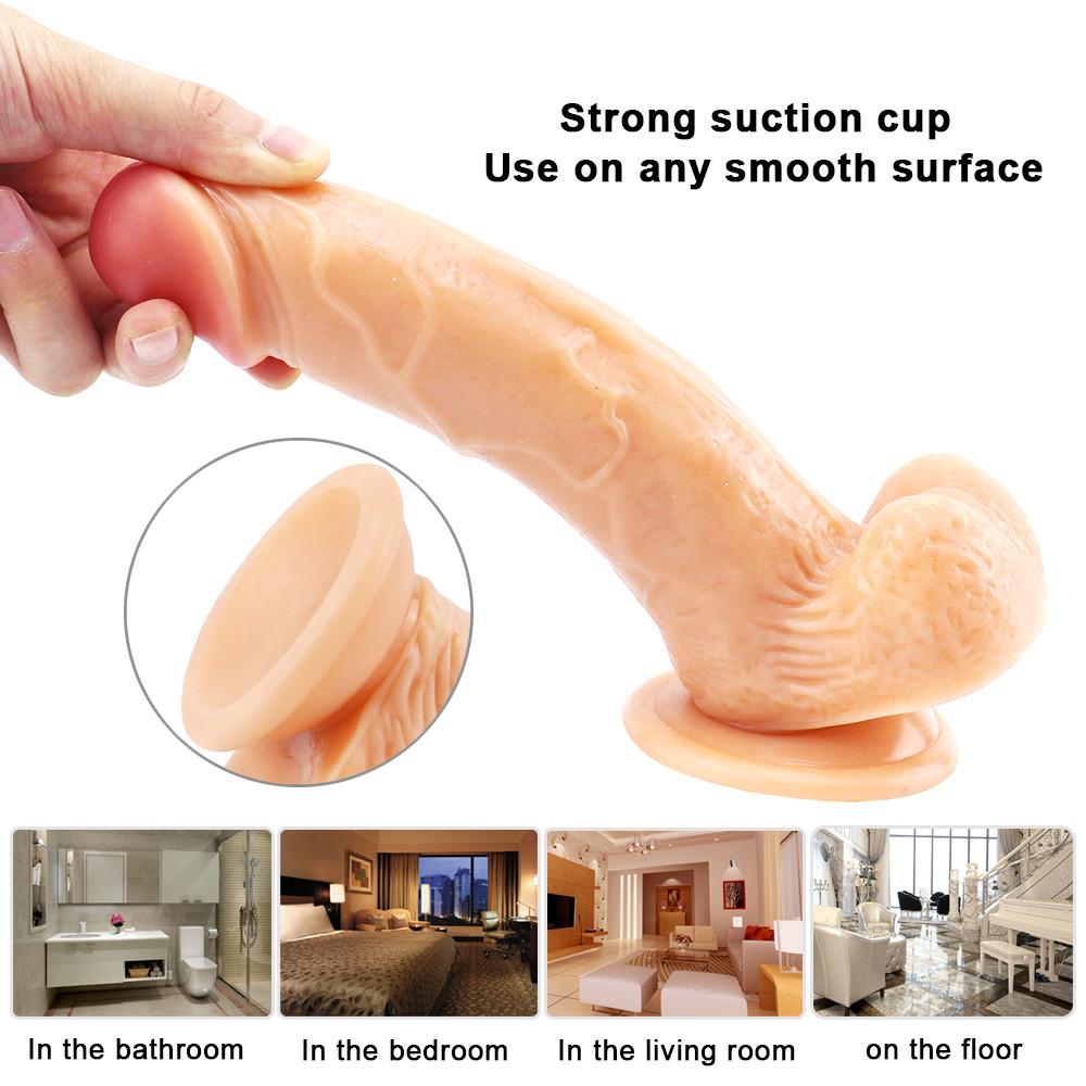 Charming Dildo Realistic Fake Dick with Simulated Penile Sucker for Women Mutual Masturbation Erogenous Sex Toys