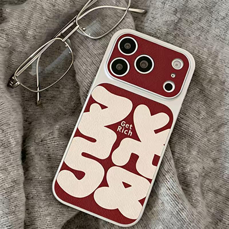 New Year Red Electroplated Leather Texture iPhone 17 Pro Max Case - Luxury Finish iPhone 17 Air