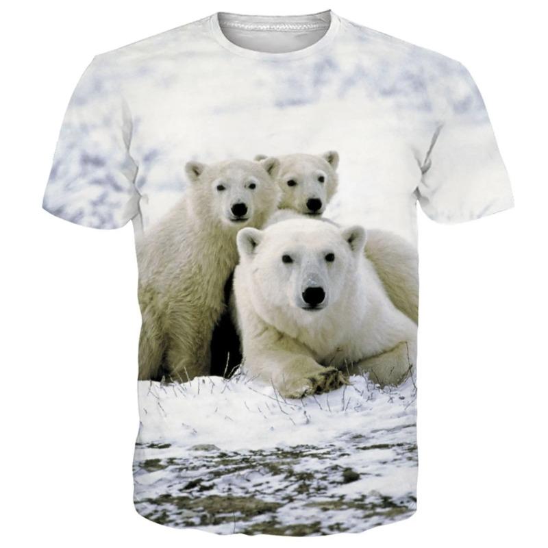 3D Digital Printing Men's Short Sleeves Polar Bear T-Shirt
