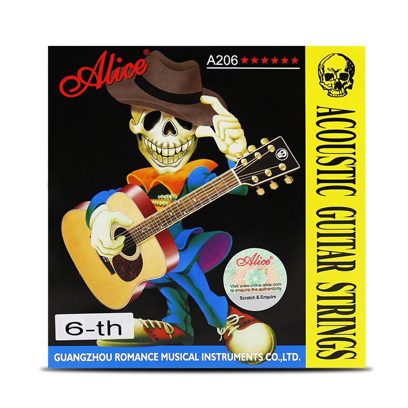 Alice A206 Acoustic Folk Guitar String Set: 1st, 2nd, 3rd/4th/5th/6th Strings.