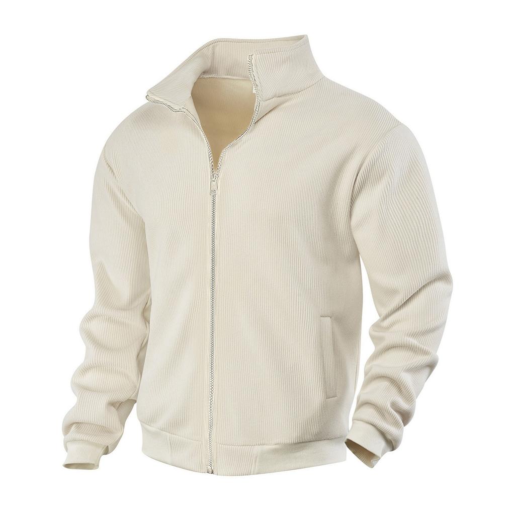 Men's Stand Collar Casual Jacket - Thick Lined Loose Fit Coat for Fall Winter
