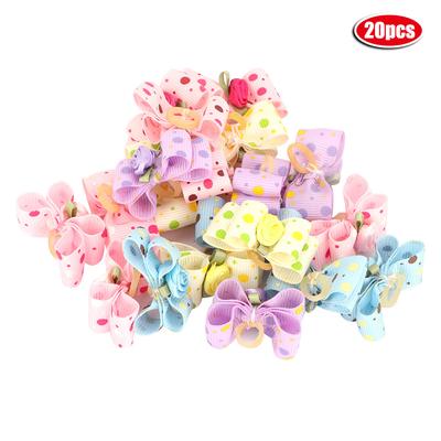 20 Stück Hundehaarschleife mit Gummiband Haustier Welpe Teddy Fellpflege Haaraccessoires Zufällige Farbe